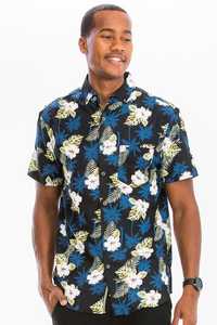 Men's Casual Short Sleeve Floral Hawaiian Shirt Turn-<b>down</b> Collar Digital Printed Summer Vacation Breathable Poplin Fabric 100% - Product Image 2