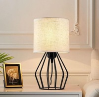 Lampe de table rustique en métal avec abat-jour en lin blanc cassé, lampe de chevet LED pour la décoration de chambre à coucher et de chambre d'hôtel