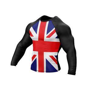 เสื้อรัดกล้ามเนื้อแขนยาวสีดำสำหรับผู้ชาย MMA แห้งเร็ว ผลิตจากโพลีเอสเตอร์ เหมาะสำหรับออกกำลังกาย ออกแบบลายพิมพ์แบบ Sublimation ได้ตามต้องการ เสื้อรัดกล้ามเนื้อสำหรับผู้ชายสำหรับ MMA - Product Image 4