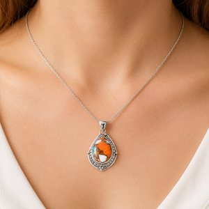 Pendentif Goutte d'Eau en Turquoise Naturelle, Argent Sterling 925, Fait Main, Style Bohème, Bijou Fantaisie en Pierre Précieuse, Cadeau pour Femme, Unisexe, Elle - Product Image 4