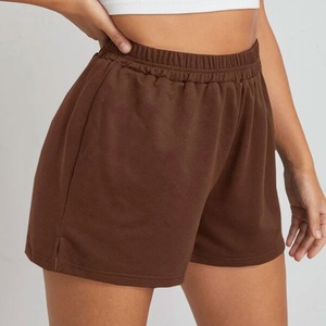 New Fashion Chocolate Brown <b>Girls</b> Track <b>Shorts</b> 100% Polyester Loose Crop Elastic Waist Pattern Button Breathable Washed - Product Image 2