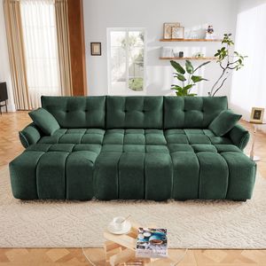 Set Divano Elegante a 3 Posti in Ciniglia Testurizzata con 3 Pouf e Cuscini, Struttura Robusta in Legno Massello per Soggiorni - Product Image 2