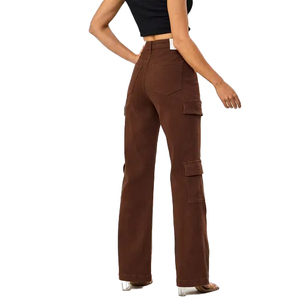 Pantalones Vaqueros de Mezclilla para Mujer al por Mayor, Personalizados, de Cintura Alta, Pierna Ancha, Pierna Recta, Estilo Holgado, Casual, Streetwear, a la Moda - Product Image 5