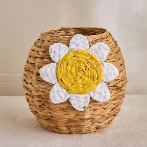 Bright Water Hyacinth Daisy <b>Basket</b> Decorative Storage <b>Basket</b> For Gift <b>Display</b>, Home Decor And Styling - Product Image 1