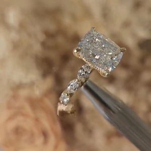 Cushion Cut Lab Diamond Engagement <b>Ring</b> in 14K Yellow Gold with IGI Certified & VVS Clarity for Women's from <b>Indian</b> Supplier - Product Image 2