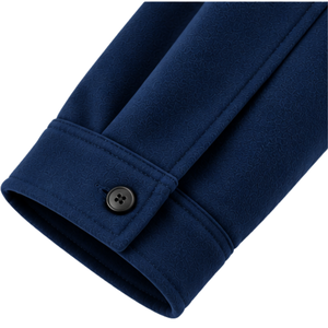 <b>Mens</b> Navy Blue Hooded Shacket Jacket With Button Closure Double Chest Pockets <b>Long</b> Sleeves Textured Fabric Casual Outerwear For - Product Image 4