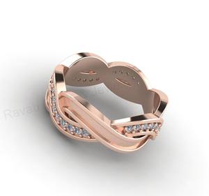 18k Gold Plated 925 <b>Silver</b> Infinity Twist Channel Blank Bezel <b>Ring</b> 1.30mm CZ Setting 7mm Wide Band Breastmilk Jewelry Findings - Product Image 2