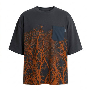 T-shirt imprimé surdimensionné confortable pour homme, style graphique minimaliste, coupe ample, tissu tricoté respirant, tenue décontractée moderne pour la rue - Product Image 1