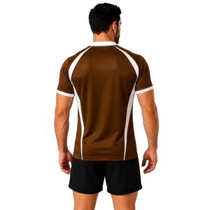 เสื้อกีฬารักบี้ชายแขนสั้นเสื้อกีฬาฝึกซ้อมกลางแจ้งชุดทีมสีส้มสีดำ - Product Image 2