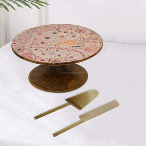 Elegant Wooden Cake Stand with Enamel Printing for Decorative Display and <b>Party</b> Serving of Cupcakes <b>Sweets</b> - Product Image 3