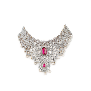 Fashion Jewelry Set American Diamond Choker Necklace Alloy with Gold Plating Oxidized Polish Casual - Product Image 2