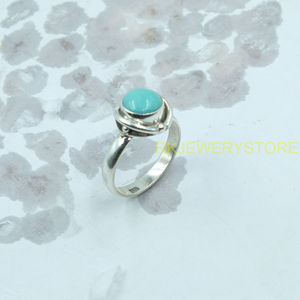 Bague en pierre turquoise bleue, bague en argent Sterling 925, bagues de fiançailles pour femmes, bijoux turquoise, cadeau de noël pour femmes - Product Image 6