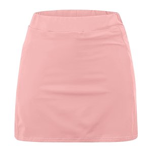 Jupe de sport asymétrique en polyester respirant à taille élastique pour femme, coupe trapèze, couleur unie, longueur mini, avec short intégré, idéale pour l'été - Product Image 5