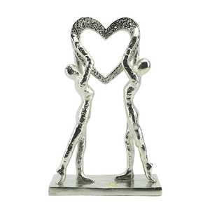 Jaffs Exports Silver Aluminium for <b>Figures</b> Heart Sculpture Artistic Handmade Tabletop Decor Modern Design for Home Office - Product Image 1