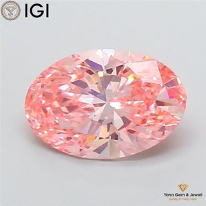 Diamante Cultivado en Laboratorio con Certificación IGI, Corte Ovalado de 3.00 Quilates, Color Rosa Intenso, Claridad VS2, para Diseño Solitario - Product Image 1