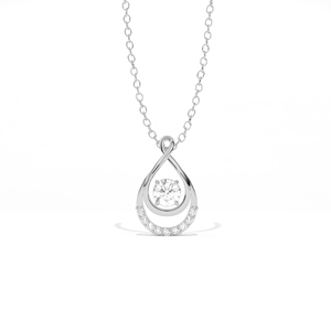 Pendentif minimaliste Aarinya pour femme, plaqué or 9 carats, avec pierre centrale brillante de taille brillante certifiée IGI, cultivée en laboratoire, et design croissant pavé - Product Image 2