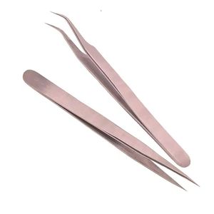 Juego de Pinzas Quirúrgicas de Precisión Morje de Acero Inoxidable para Extensión de Pestañas Postizas con Puntas Doradas Personalizables Serradas/Dentadas - Product Image 6