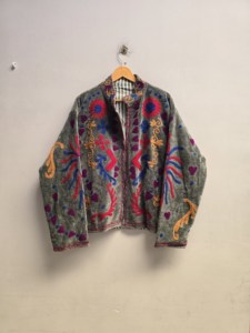 Handmade Breathable Sage Grey Velvet Suzani Jacket <b>Women</b> Multicolor Floral Embroidery Boho Chic Ethnic Winter <b>Coat</b> Wholesale - Product Image 1