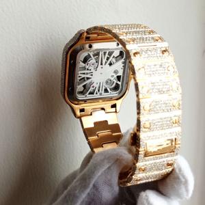 Reloj de Moda Hip Hop Personalizado con Moissanita VVS, Chapado en Oro Amarillo, Correa Cuadrada, Esfera de 41mm, Totalmente Adornado con Piedras, Pasa Prueba de Diamante - Product Image 2