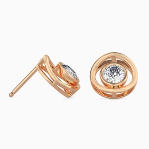 ต่างหูเพชรสำหรับผู้หญิง DVINS JEWELS ทองคำชมพู 14K หรูหรา เพชรเลี้ยงในห้องปฏิบัติการ น้ำหนัก 0.5 กะรัต ทรงบริลเลียนท์ รับรองโดย IGI เหมาะสำหรับงานแต่งงาน - Product Image 4