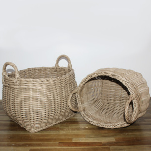 <b>Plastic</b> storage <b>baskets</b> woven organizer kitchen storage <b>basket</b> with lid round <b>plastic</b> rattan <b>basket</b> for clothes and fruit - Product Image 6