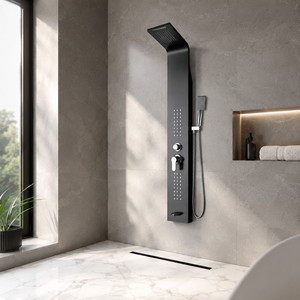 OSIS Multi-Function Wall Mounted Shower Panel Rainfall Hand Shower Soft Body Jets <b>Brushed</b> Stainless Steel Modern Design Hotel - Product Image 4