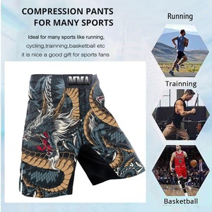 Shorts MMA pour hommes, imprimé contrasté, taille élastique, entraînement en salle de sport, kickboxing, légers, séchage rapide, colorés, arts martiaux - Product Image 5