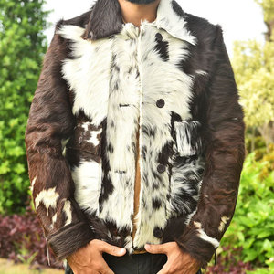 Mens <b>Real</b> <b>Leather</b> Work Coat Full Sleeve Cowhide Construction Utility Inspired Design Durable Windproof Comfortable Outdoor - Product Image 1