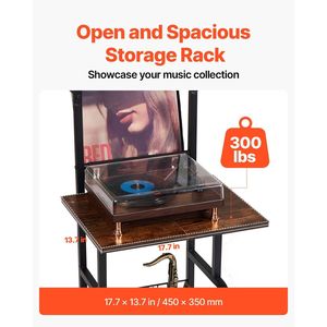 Support de tourne-disque à 5 niveaux avec station de charge, ports USB, support d'affichage et socle - Product Image 4