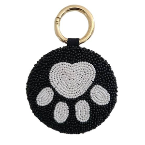 Llaveros Artesanales Ecológicos de Color Negro con Cuentas y Logotipo Personalizado, Bordado con Cuentas de Semillas para Regalos y Recuerdos - Product Image 1