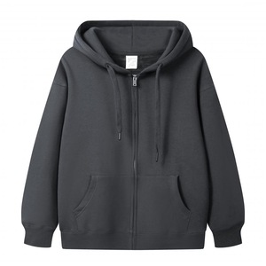 เสื้อฮู้ดซิปสีเทาแบบยูนิเซ็กซ์ ทรงปกติ ผ้าฝ้าย 100% มีกระเป๋าหน้า เหมาะสำหรับฤดูหนาว - Product Image 3