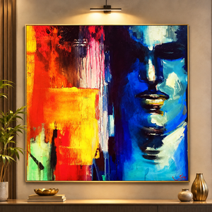 Abstract Art Deco Portrait Print Yellow Red Black Large Rectangle Acrylic <b>Canvas</b> Home Decoration Multi-Functional No <b>Frame</b> - Product Image 4