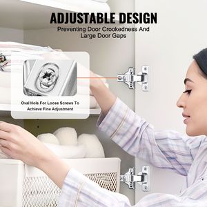 Lot de 60 charnières de porte de placard de cuisine à superposition partielle, ouverture à 100 degrés, fermeture douce, charnières dissimulées pour meubles - Product Image 4