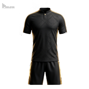 Maillot de football personnalisé OEM en polyester/coton sublimé, col montant mandarin, boutons-pression dorés, manches raglan, élastique - Product Image 1