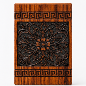 Wooden Urn Floral Carved <b>Memorial</b> Keepsake <b>Box</b> Decorative Cremation Ash Holder Remembrance Gift - Product Image 1