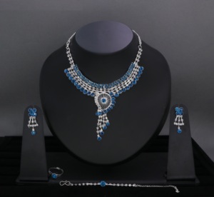 ชุดสร้อยคอเพชรแฟชั่นคุณภาพระดับพรีเมียมชุดเครื่องประดับสำหรับงานแต่งงานชุดโชคเกอร์ชุบเงินสำหรับผู้หญิงและเด็กผู้หญิง - Product Image 2