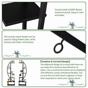 Set di 2 Supporti per Piante a Mezzaluna in Ferro per Decorazione di Giardino, Patio o Balcone - Product Image 4