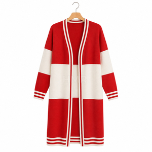 Pull à manches longues élégant et décontracté en acrylique rouge et blanc contrasté pour l'hiver, de la sororité HMR Sisterhood - Product Image 5