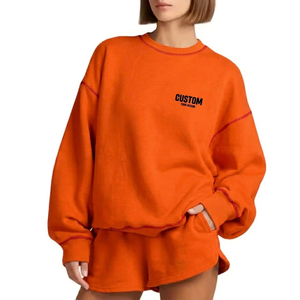 Top de cuello alto y pantalones cortos para mujer, mezcla cómoda, sensación sedosa y cálida, estilo relajado para el día a día, ropa elegante - Product Image 1