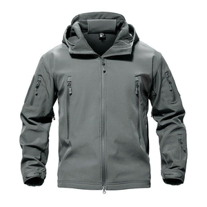 Men's <b>Black</b> Hooded Fleece <b>Jacket</b> Waterproof Breathable Windproof Zipper Closure Streetwear Style Winter Outdoor Soft Shell Front - Product Image 4