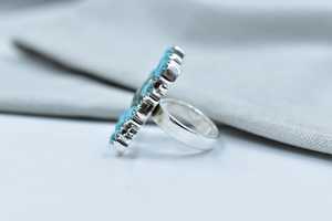 Handmade Blue Copper Mojave Turquoise Sterling Silver <b>Adjustable</b> <b>Ring</b> Natural Gemstone Jewelry for Women Wholesale - Product Image 4