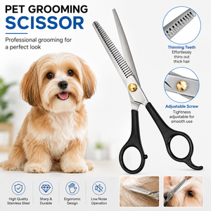 กรรไกรตัดขนสัตว์เลี้ยงสแตนเลสสตีลคุณภาพสูงสำหรับสุนัขและแมวจาก Buraq Pet Supplies - อุปกรณ์ตัดขนที่ใช้งานสะดวก - Product Image 1