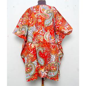 Caftán indio estampado a mano, de algodón orgánico puro, ligero, ropa de dormir corta, estampado floral, ropa de playa, vestido de verano - Product Image 6