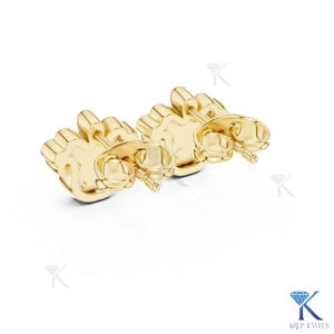 ต่างหูเพชรเลี้ยงในห้องปฏิบัติการทรงคลาสสิคประดับดอกไม้ 4 เม็ด ทองคำแท้ 14K/18K สำหรับผู้หญิง ของขวัญวันครบรอบ - Product Image 5