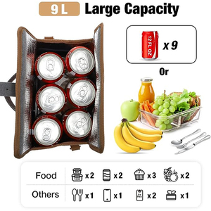 Custom Friendly Recycled Insulated Thermal Cooler Bag Foldable Oversized for Office Adult Lunch Box Food Beverage Polyester - Product Image 5