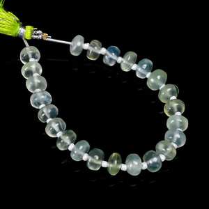 Cuentas de prehnita natural lisas en forma de rondel de 7-7.5mm, hebras perforadas sueltas para la fabricación de joyas, collares y pulseras al por mayor. - Product Image 2