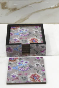 <b>Set</b> Wooden <b>coaster</b> with Holder Customized Print With Meena <b>Coaster</b> Wood <b>Table</b> Top Polished Wedding Dining <b>Table</b> Decor <b>Coaster</b> - Product Image 2