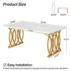 Tavolo da Pranzo Moderno per 4-6 Persone con Elegante Piano in Finto Marmo per un'Esperienza Culinaria Confortevole - Product Image 4