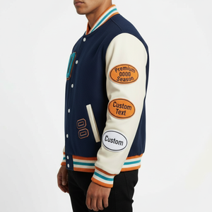 Best Quality <b>Men</b> Varsity <b>Jacket</b> Manufacturer <b>White</b> Sleeves Chenille Patches Varsity <b>Jacket</b> With Embroidery Logo - Product Image 3