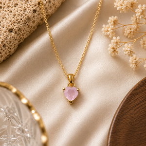 Collier en cristal de quartz rose en forme de cœur, bijou en pierre précieuse rose, cadeau pour elle - Product Image 1